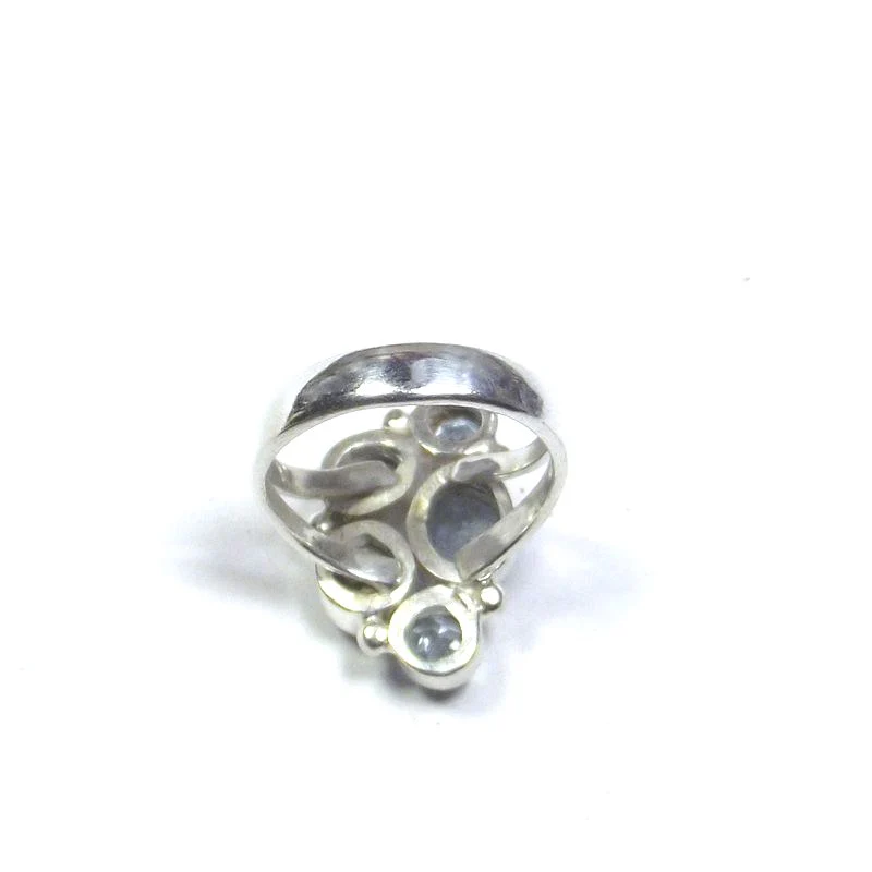 ANELLO argento 925 ACQUAMARINA, perla e TOPAZIO - MARA - Image 6