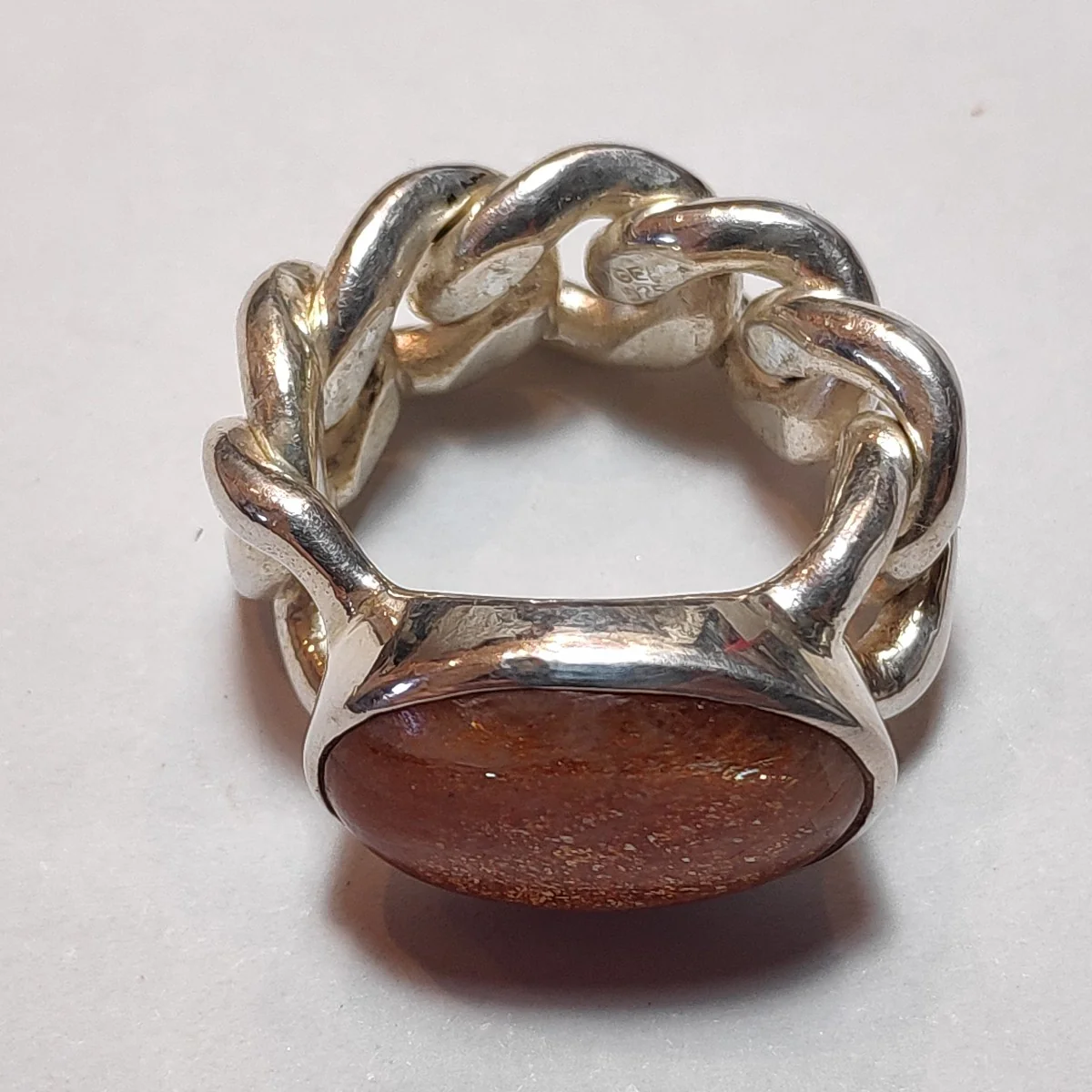 Anello Argento 925 Pietra del sole con catena - Image 3