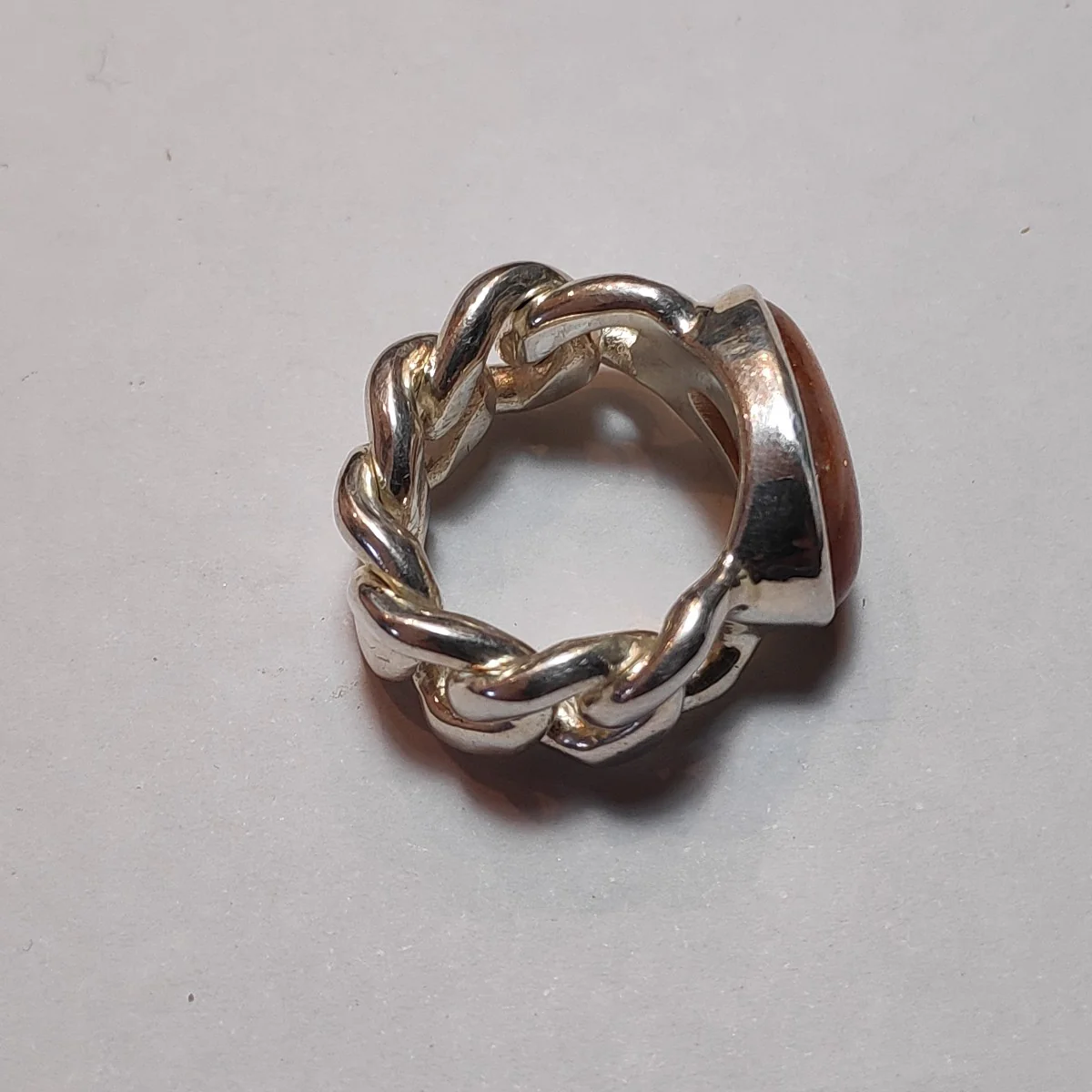 Anello Argento 925 Pietra del sole con catena - Image 6