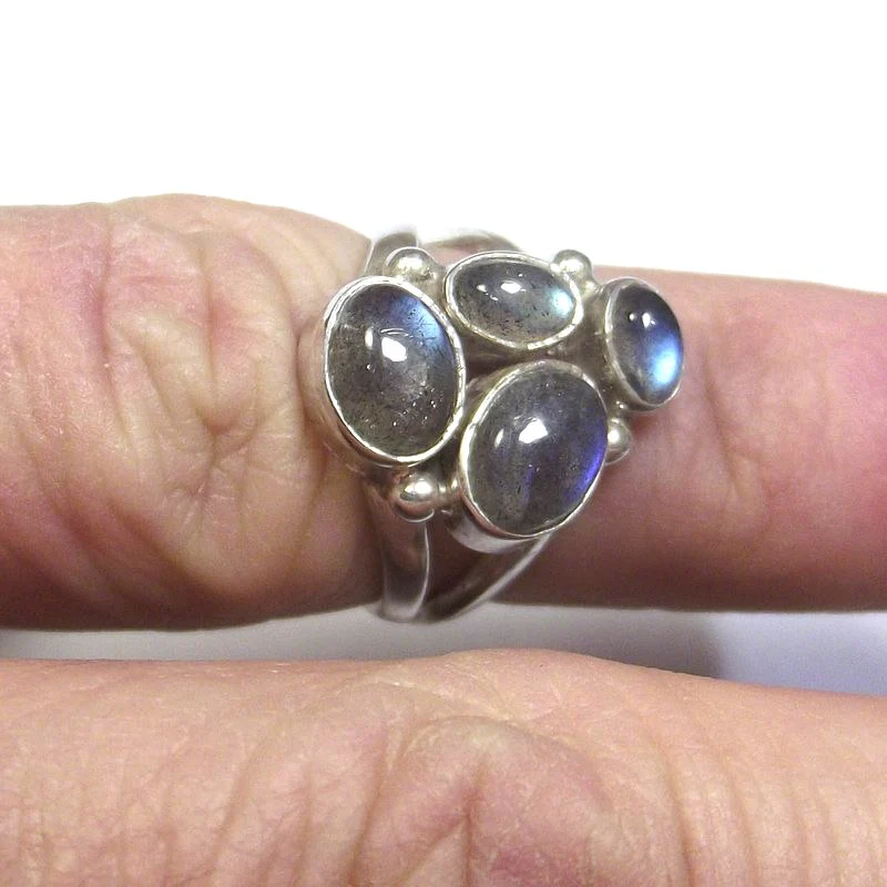 ANELLO argento con Labradorite cabouchon 13 - 15
