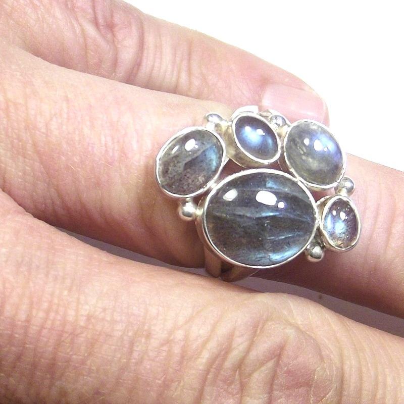 ANELLO argento con Labradorite ovale 21 - 23