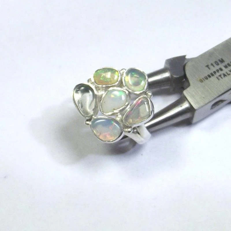 ANELLO argento con Opale ethiope 17 - 19