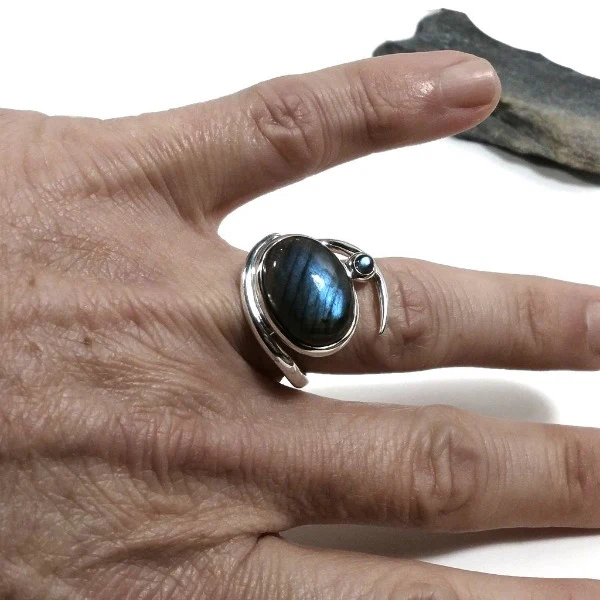 ANELLO artigianale in argento 925 con Labradorite - Image 2