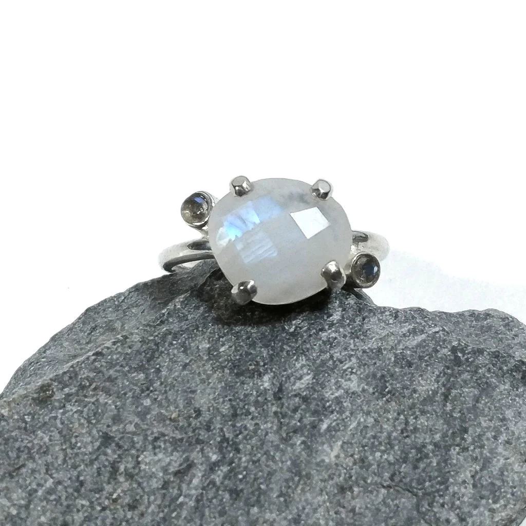 ANELLO artigianale in argento 925 con PIETRA DI LUNA - Image 4