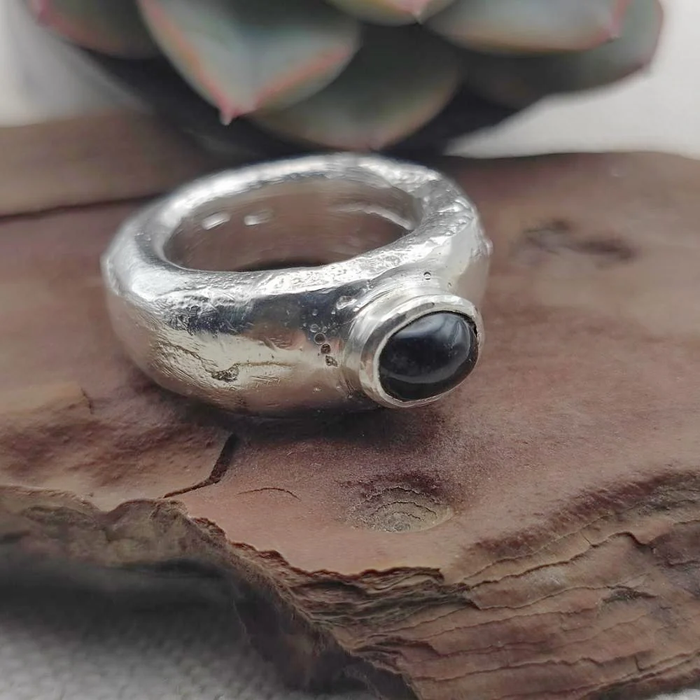 Anello artigianale in argento 925 con BLACK STAR - KALLUR - Image 3
