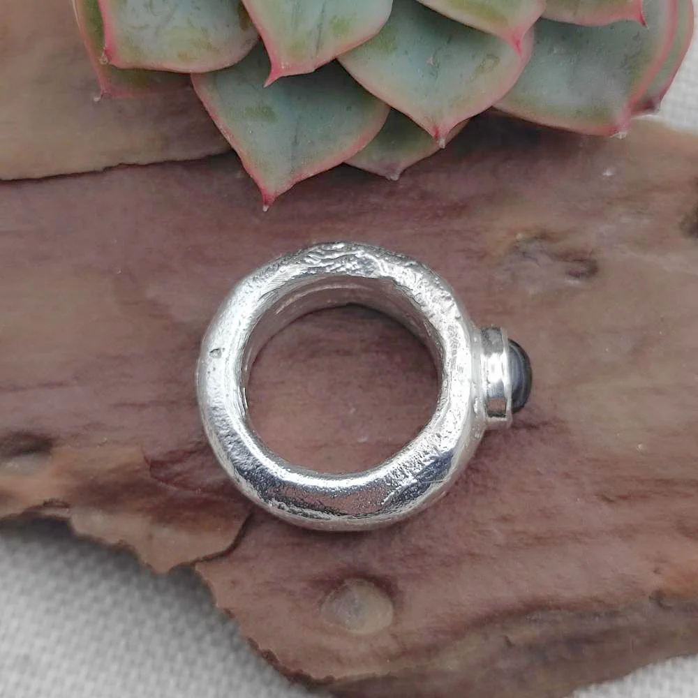 Anello artigianale in argento 925 con BLACK STAR - KALLUR - Image 4