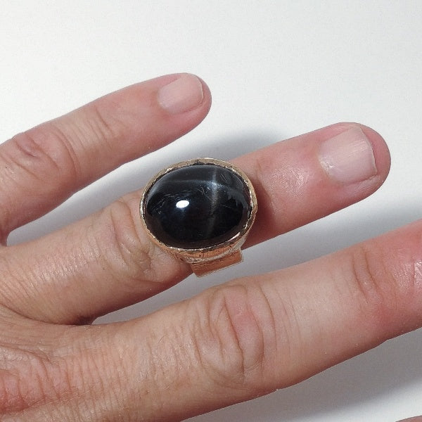 Anello artigianale in bronzo e BLACK STAR- bronzeage1968 - Image 2