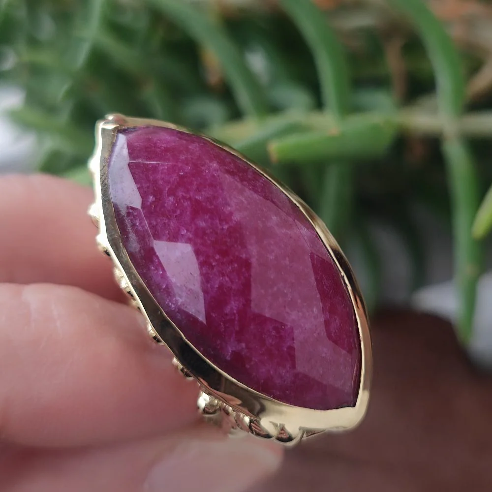 ANELLO artigianale in ottone con PIETRA - BINDU - Image 11