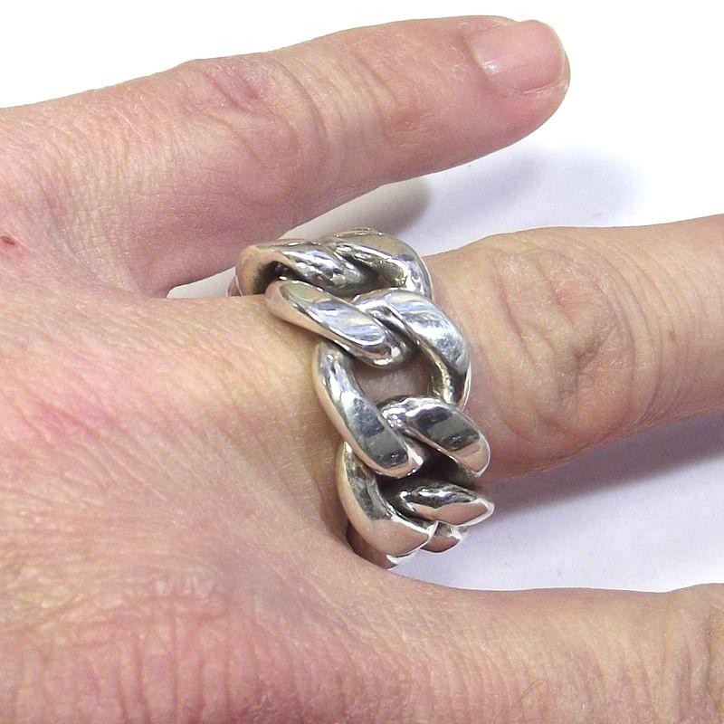 ANELLO CATENA groumette argento uomo misura 23