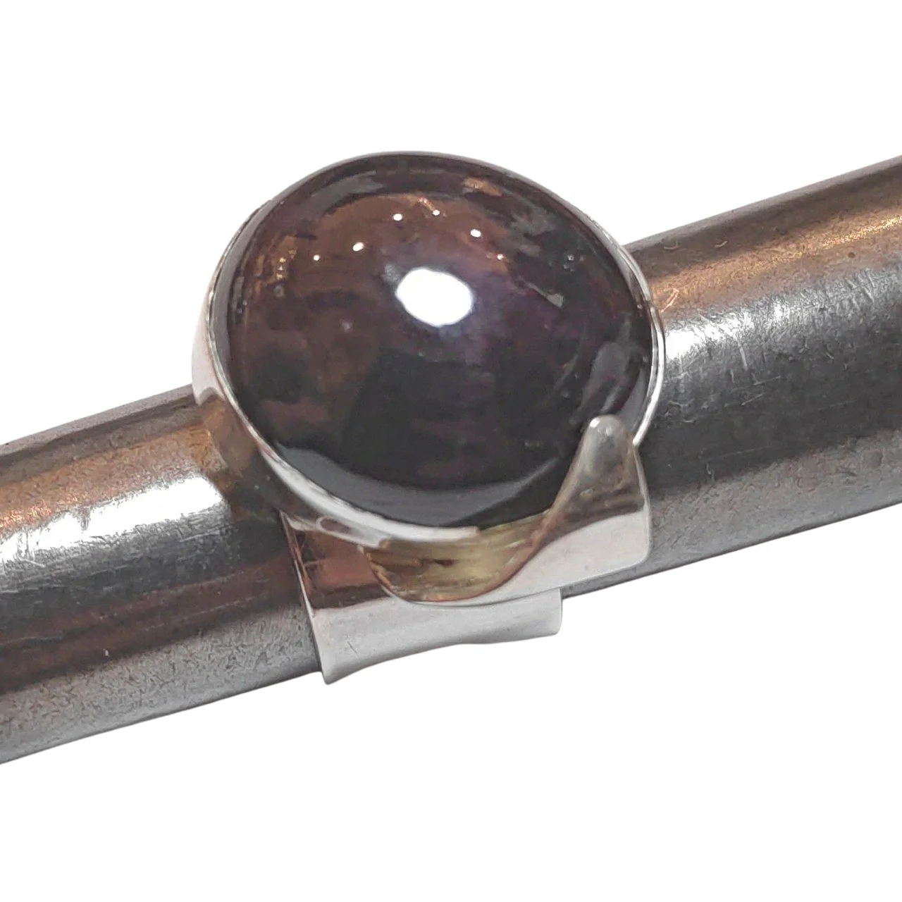 ANELLO con granato stellato e argento 925 artigianale