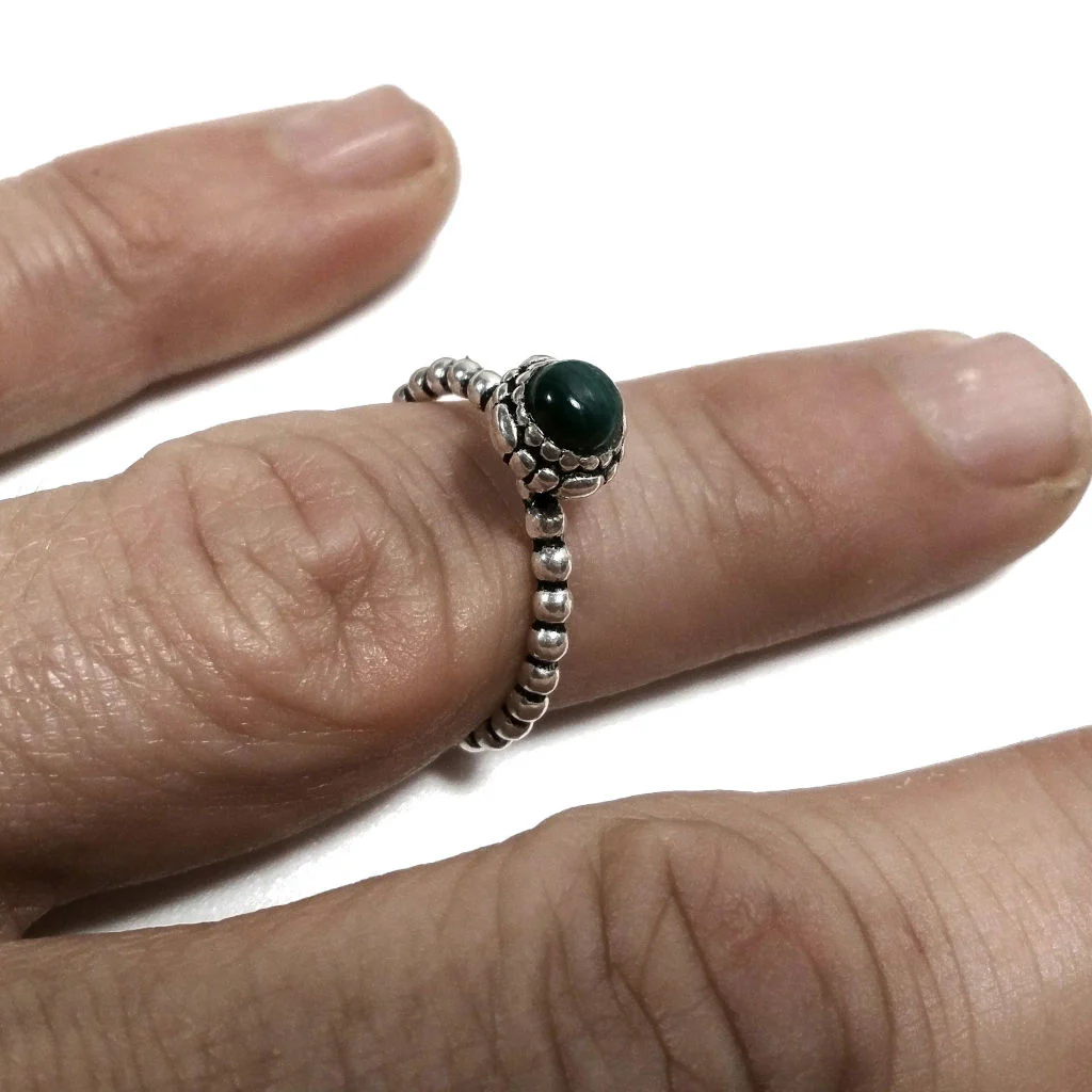 Anello con pietra in argento 925 con Malachite | GIOIELLI IN ARGENTO - Image 2