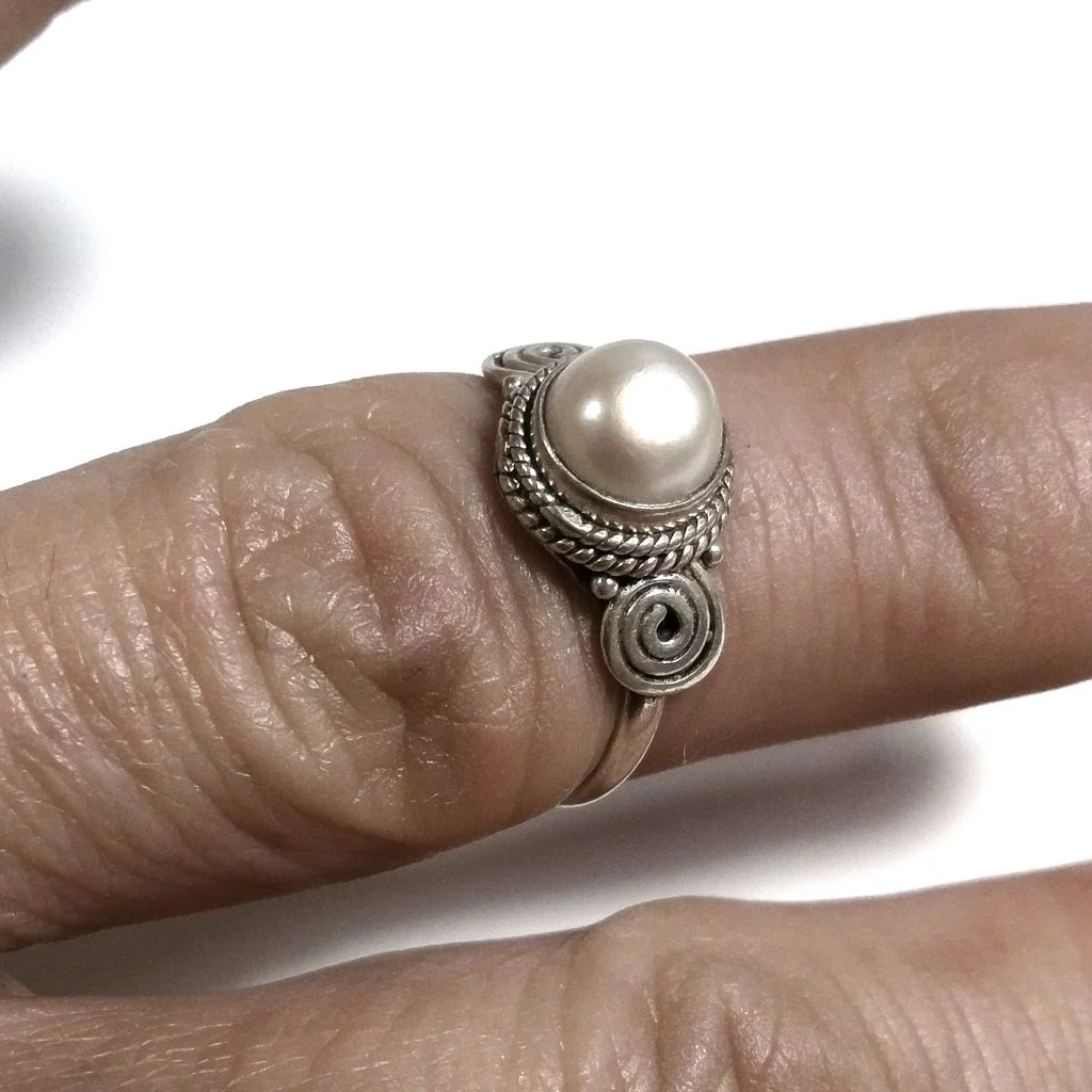 Anello con pietra in argento 925 con Perla | GIOIELLI ETNICI - Image 2