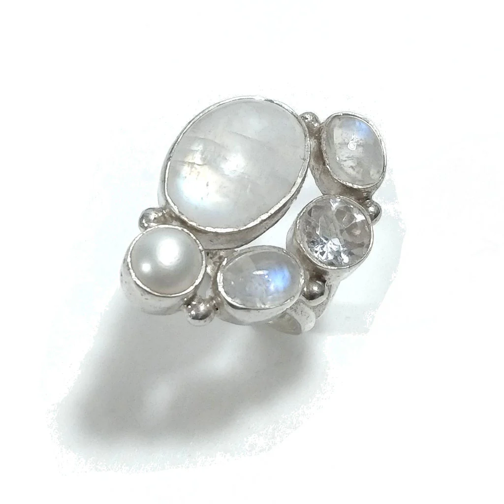 Anello con pietra in argento 925 con Pietra di Luna, Perla, Cristallo di rocca | GIOIELLI IN ARGENTO - Image 4