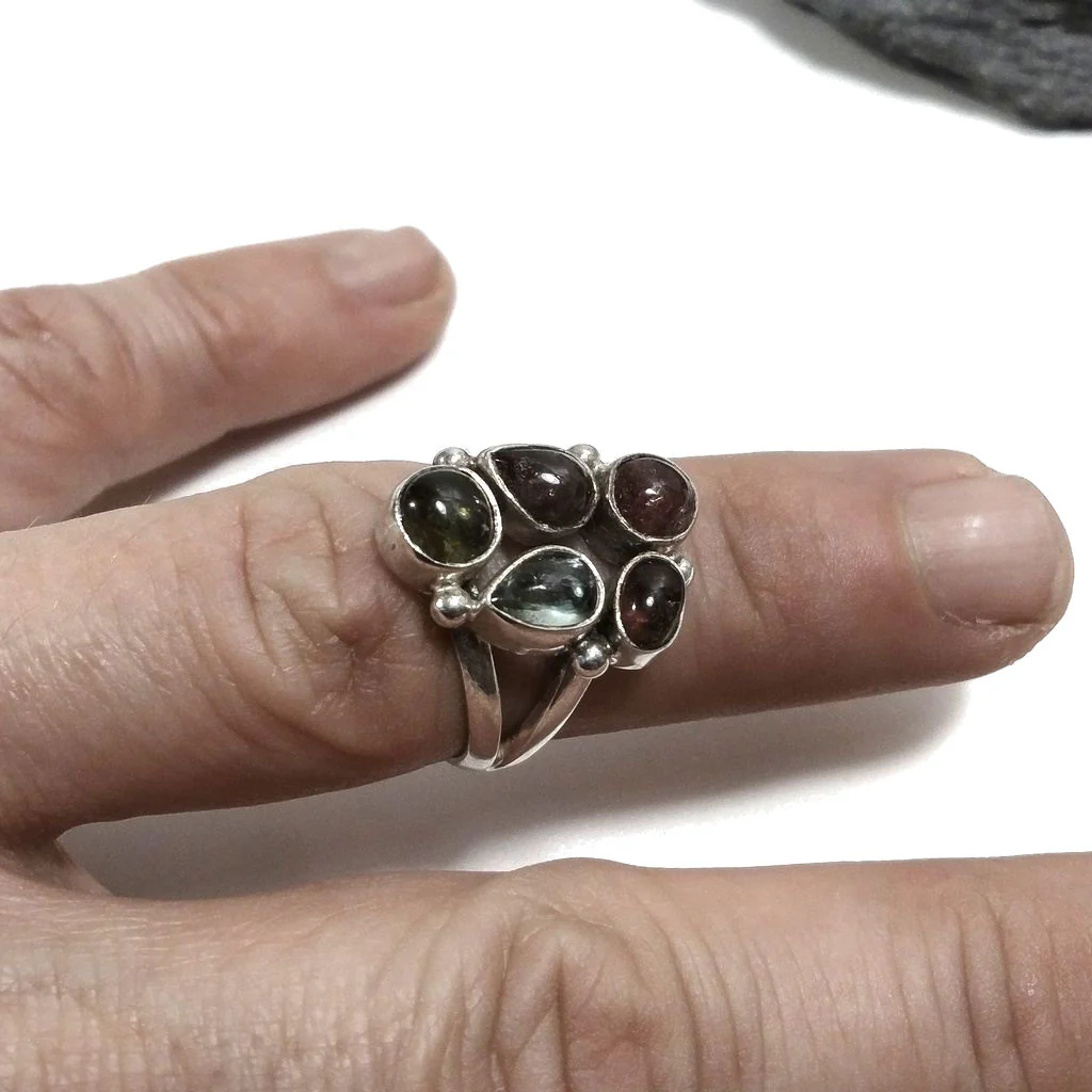 Anello con pietra in argento 925 con Tormalina rosa, Tormalina verde | GIOIELLI IN ARGENTO - Image 2