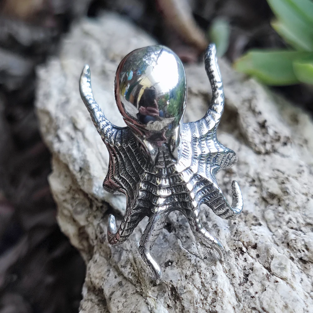 Anello con polpo artigianale in argento 925 - PULPO - Image 2