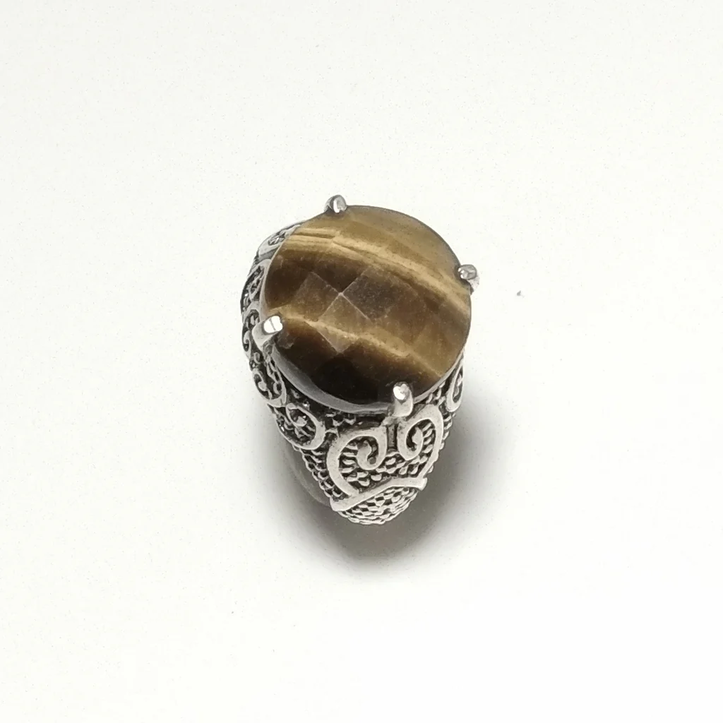 ANELLO ETNICO in argento 925 artigianale Occhio di Tigre - Image 6