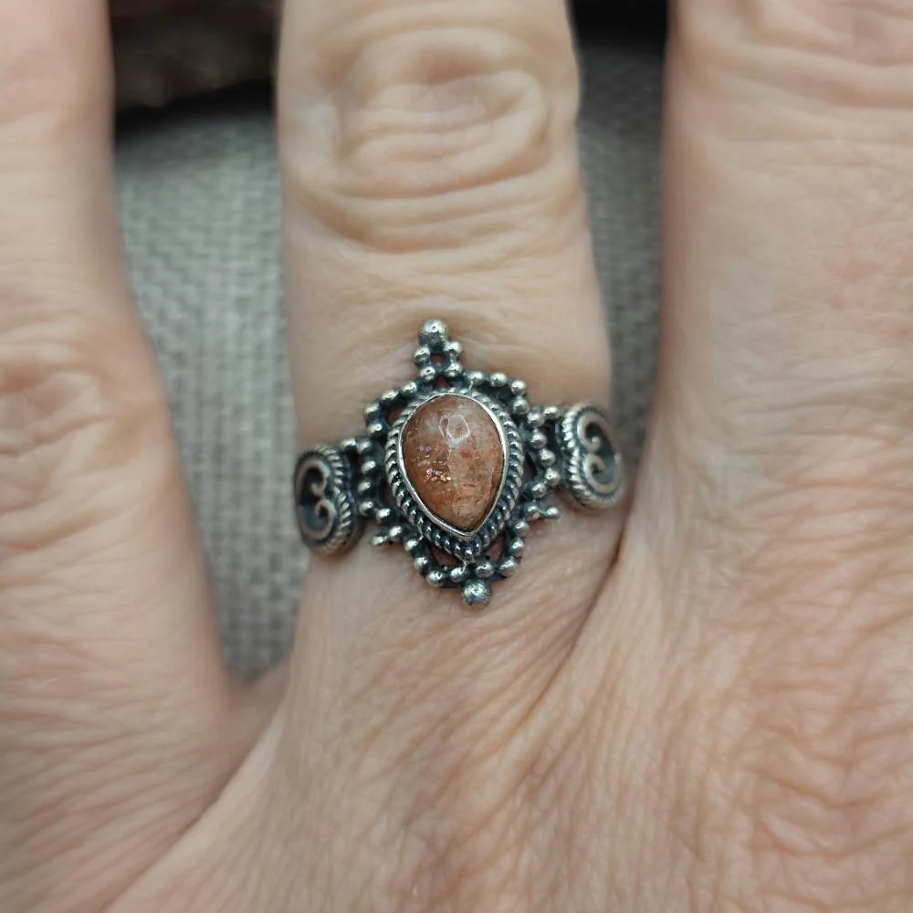 Anello etnico in argento 925 con pietra - GAJAPATHI - Image 2