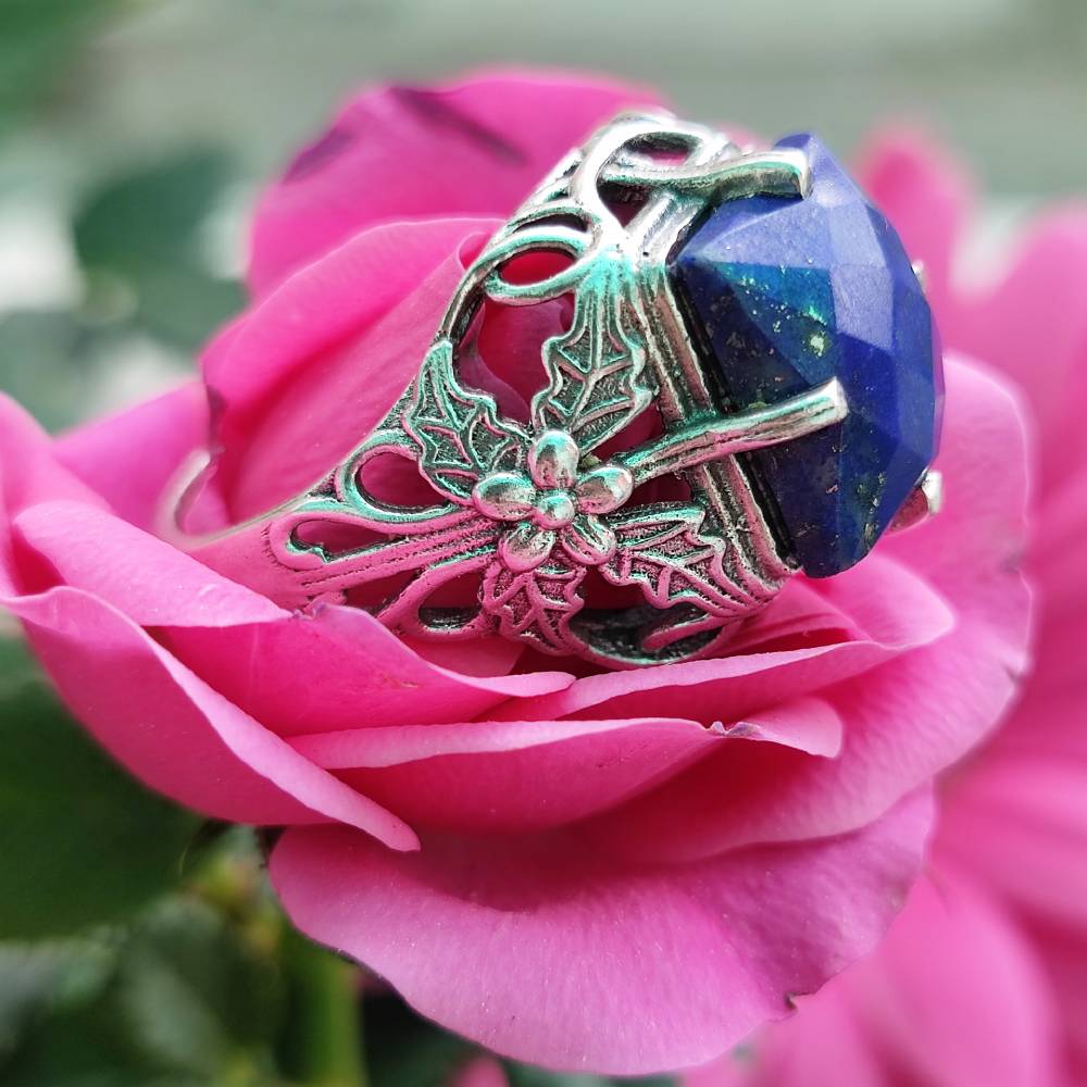 Anello etnico in argento 925 con Lapislazzuli - KETLA