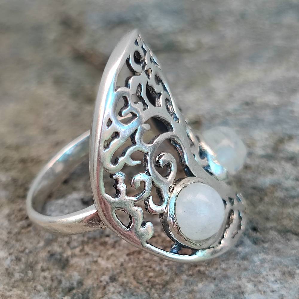 Anello etnico in argento 925 con pietra - RAMJIKA - Image 2