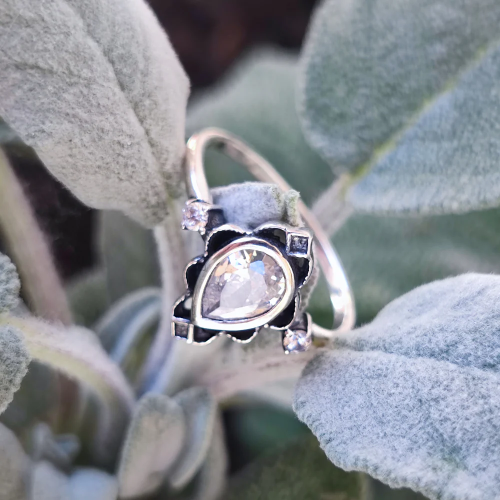 Anello etnico in argento 925 con pietra - VIDISHA - Image 2