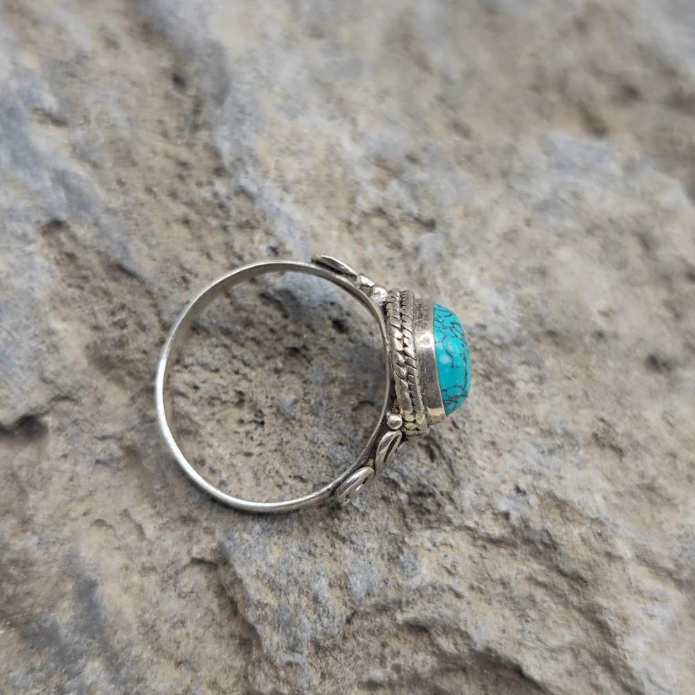 Anello etnico in argento 925 con turchese - AROOSHA - Image 4