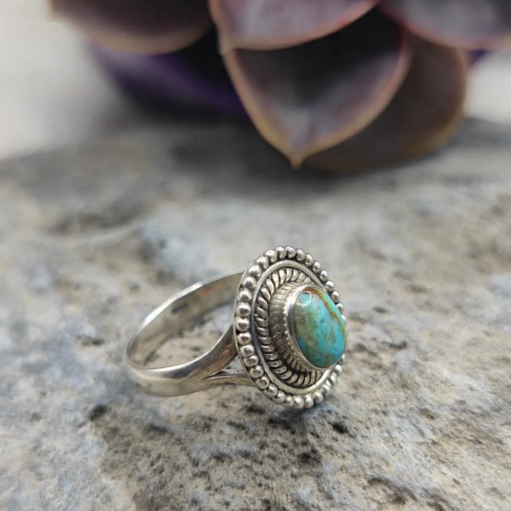 Anello etnico in argento 925 con turchese - VIYANIKA - Image 2