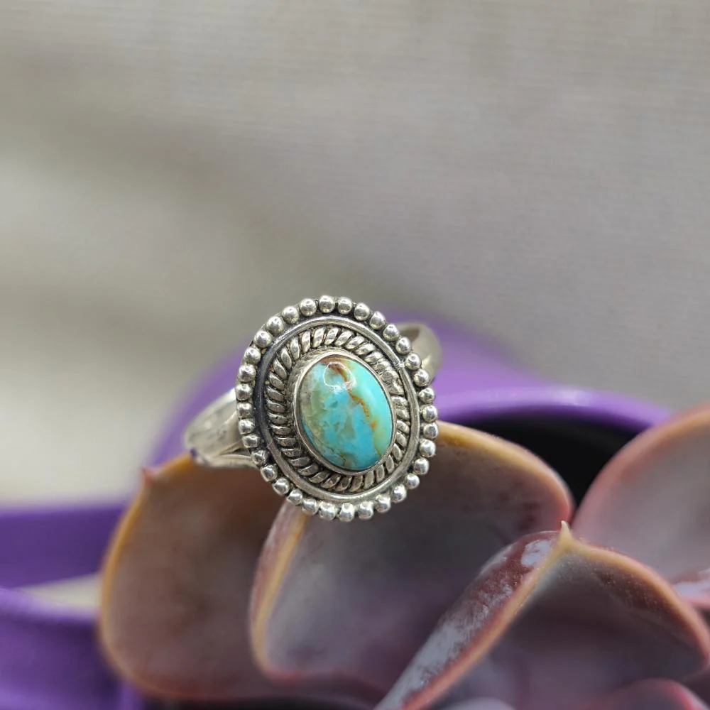Anello etnico in argento 925 con turchese - VIYANIKA - Image 3