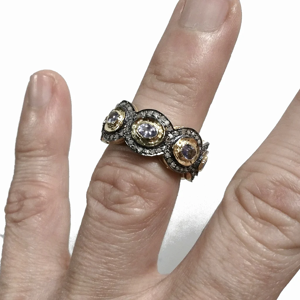 ANELLO ETNICO in argento 925 dorato ANELLO artigianale Diamante | GIOIELLI ETNICI - Image 2
