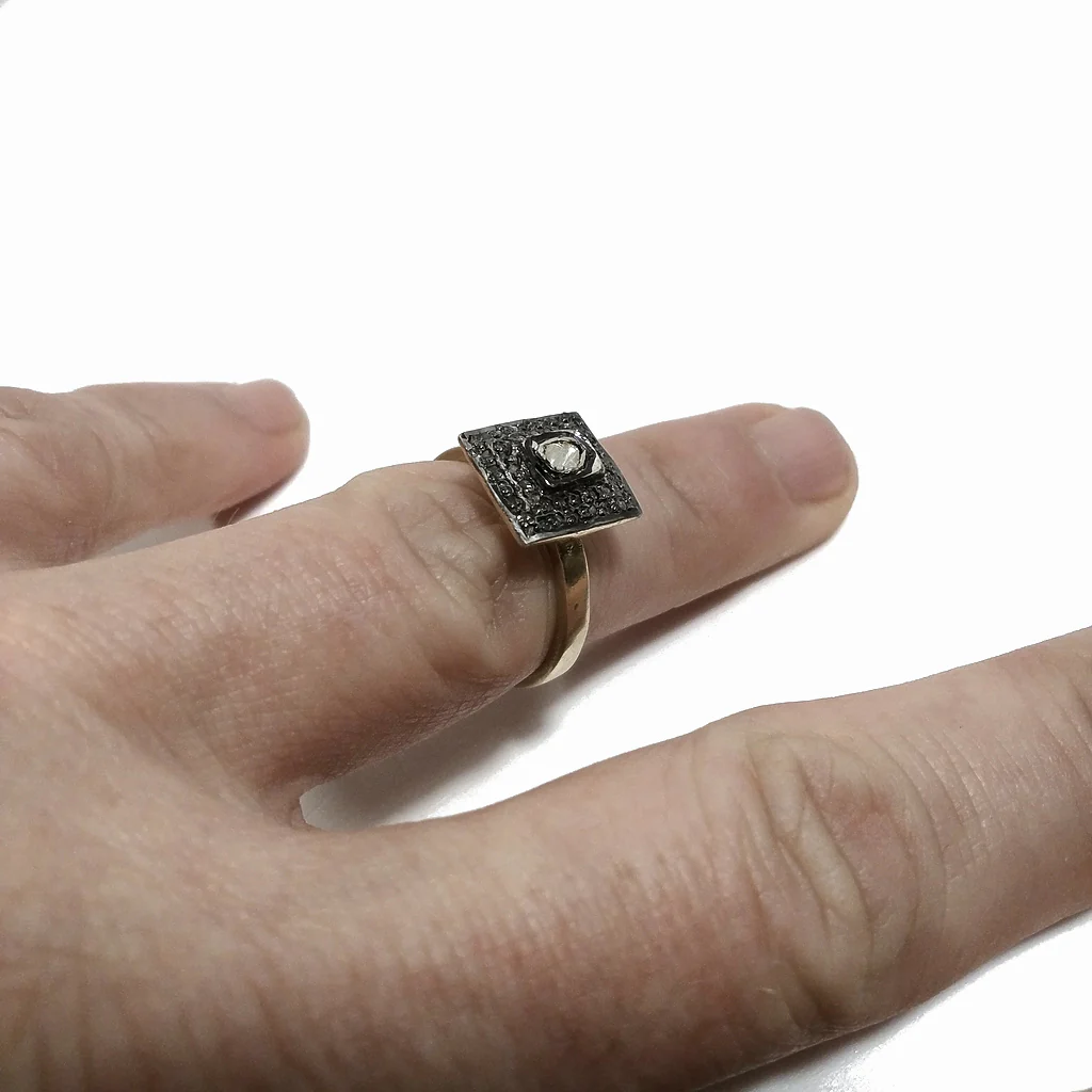 ANELLO ETNICO in argento 925 dorato ANELLO artigianale Diamante | GIOIELLI ETNICI - Image 2