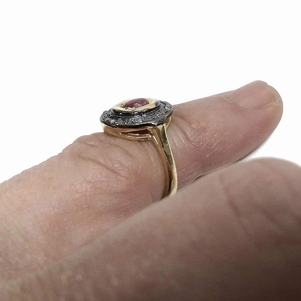 ANELLO ETNICO in argento 925 nero ANELLO artigianale Diamante e rubino | GIOIELLI ETNICI - Image 2