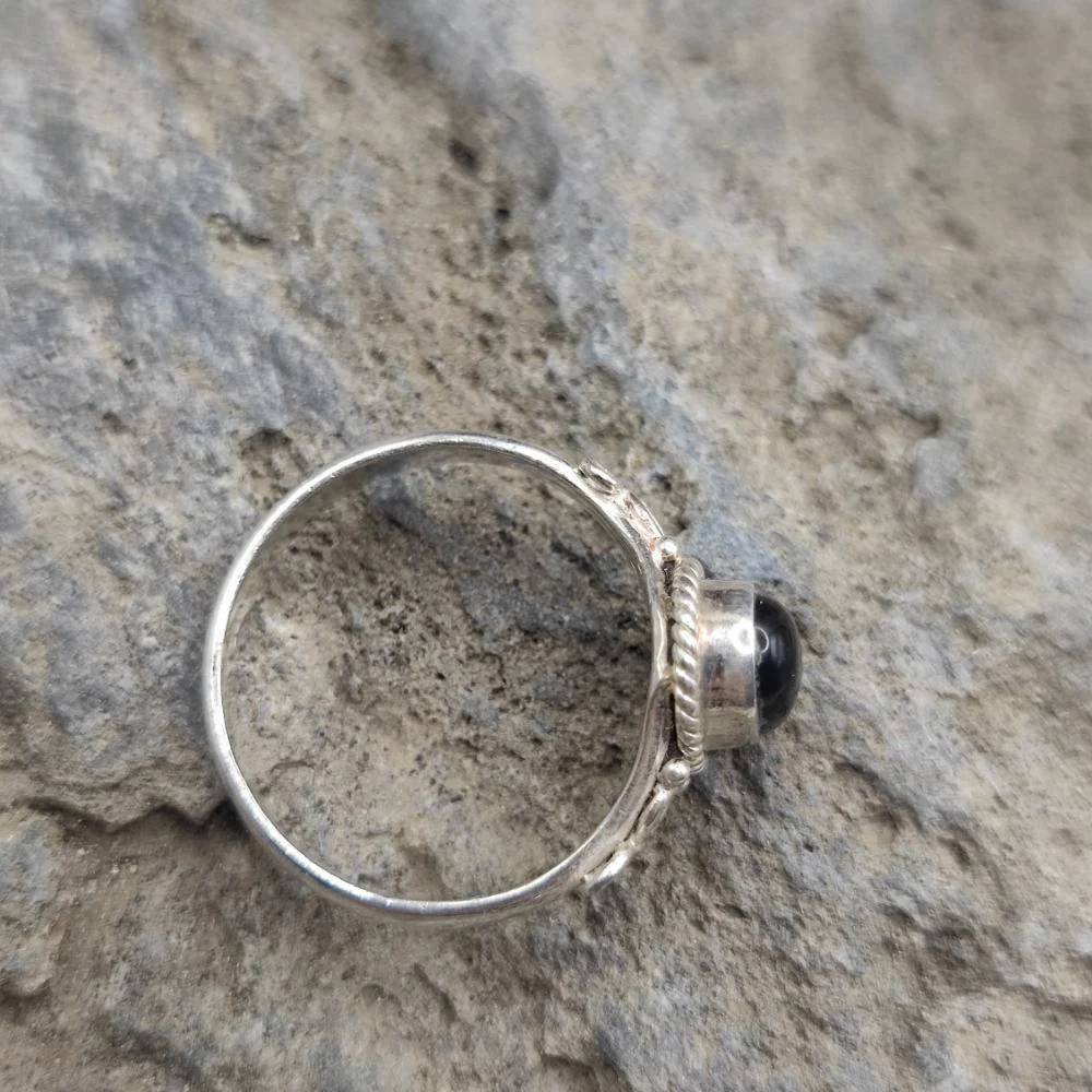 Anello etnico in argento 925 onice nero - SUHANA - Image 4