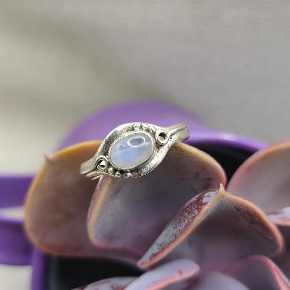 Anello etnico in argento 925 pietra di luna - VAIDHEI - Image 4