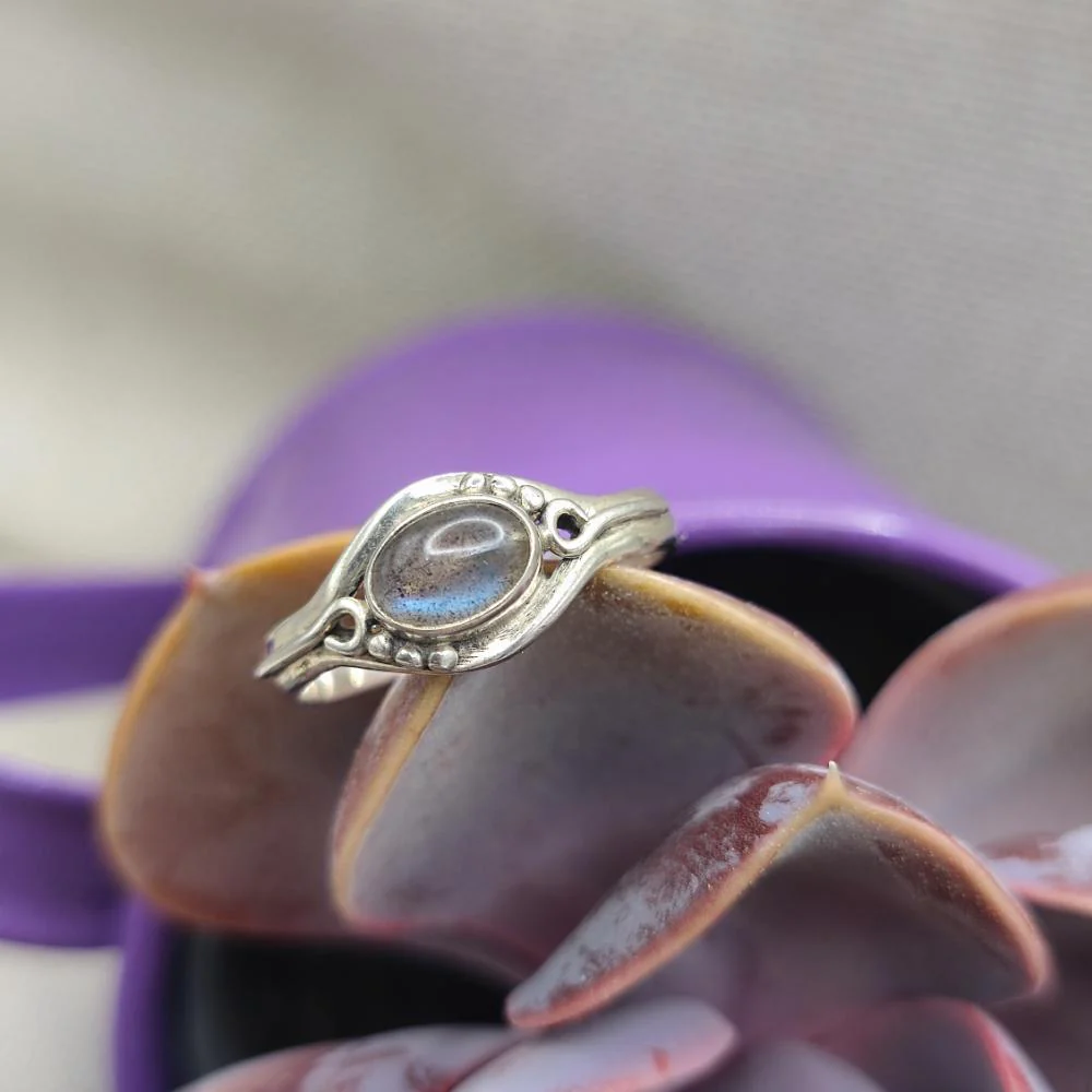 Anello etnico in argento 925 pietra di luna - VAIDHEI - Image 5