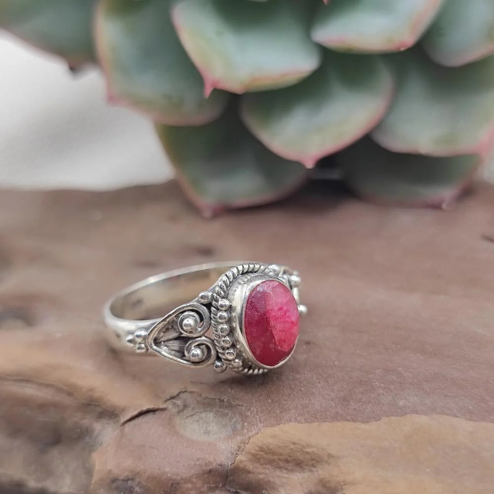 Anello etnico in argento 925 radice di rubino - PALASA - Image 2