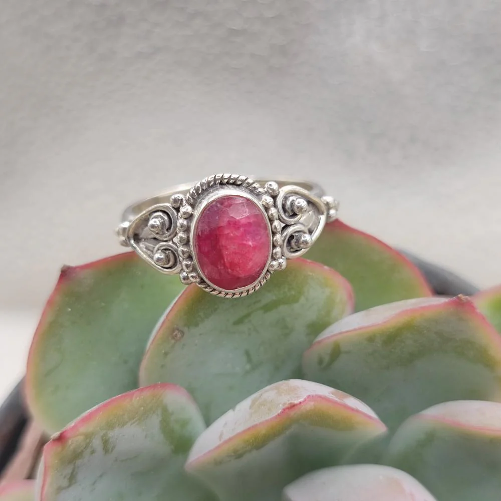 Anello etnico in argento 925 radice di rubino - PALASA - Image 3