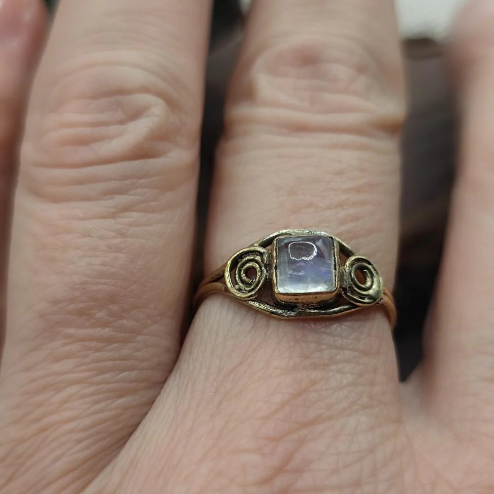 ANELLO etnico in ottone con pietra - NAGAR - Image 9