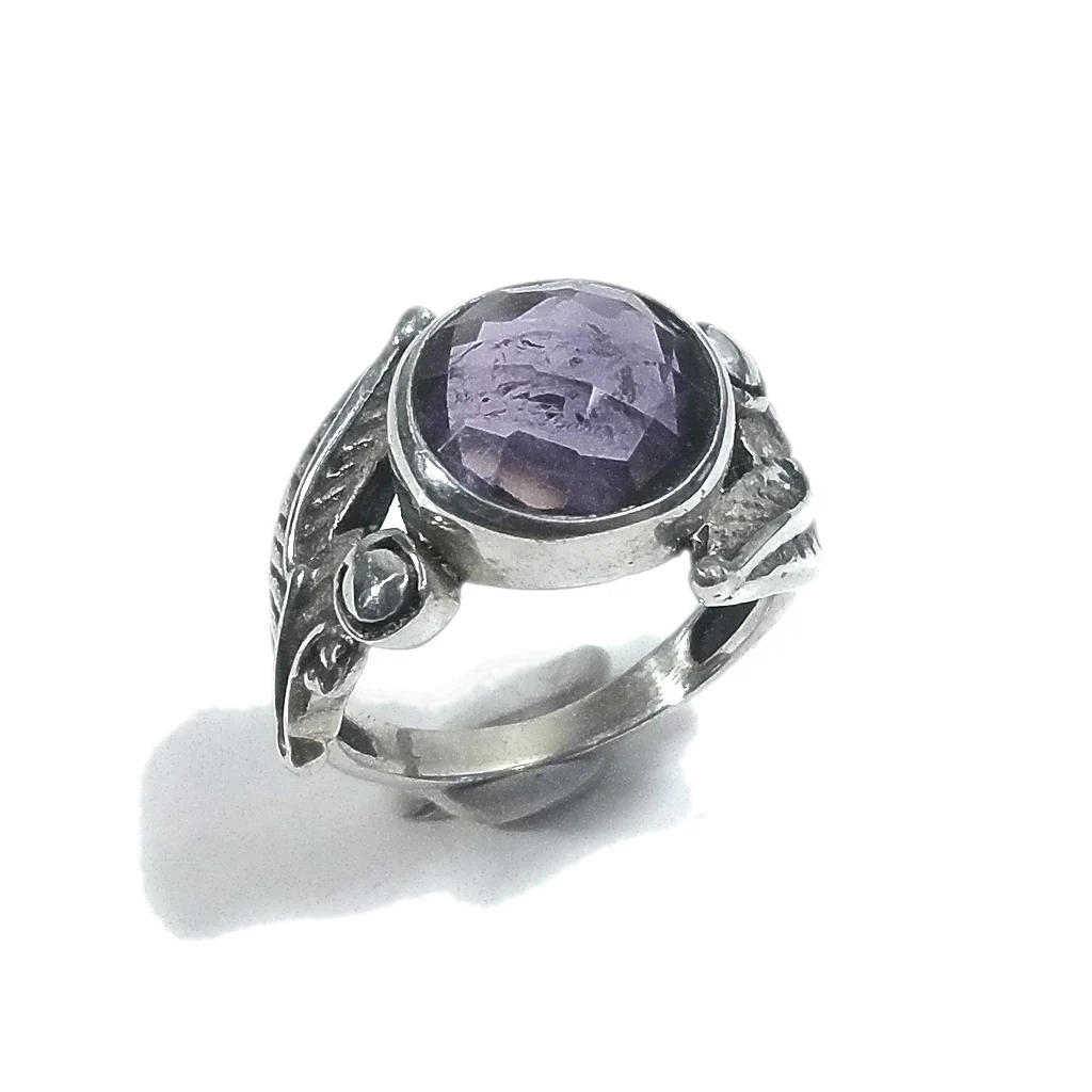 Anello fascia in argento 925 ANELLO artigianale Ametista | ANELLI ARGENTO | Anello piuma - Image 2