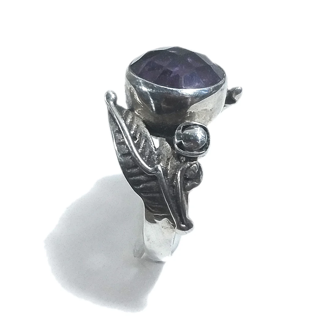 Anello fascia in argento 925 ANELLO artigianale Ametista | ANELLI ARGENTO | Anello piuma - Image 3