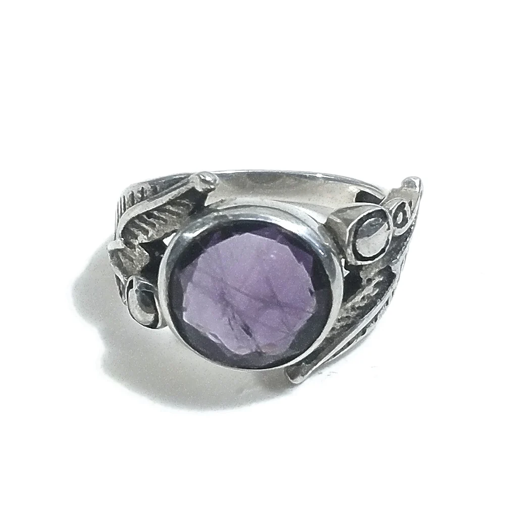 Anello fascia in argento 925 ANELLO artigianale Ametista | ANELLI ARGENTO | Anello piuma - Image 5