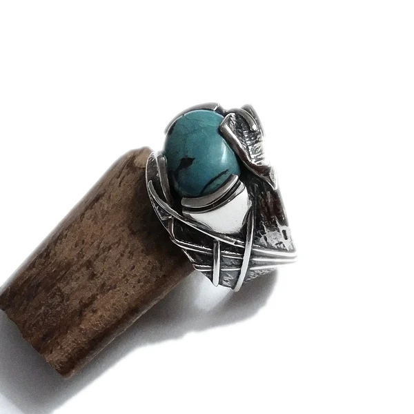 Anello artigianale fascia in argento 925 con pietra - ARYA - Image 5
