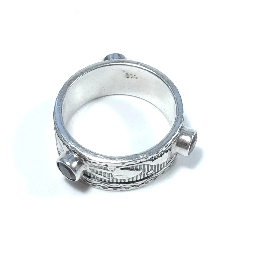 Anello fascia in argento 925 ANELLO artigianale Granato - Image 5