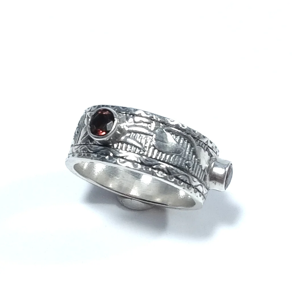 Anello fascia in argento 925 ANELLO artigianale Granato - Image 7