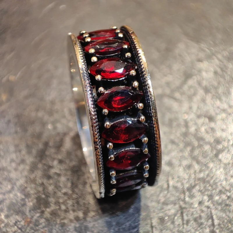 Anello artigianale fascia in argento 925 con pietra - MALAMPUR - Image 10