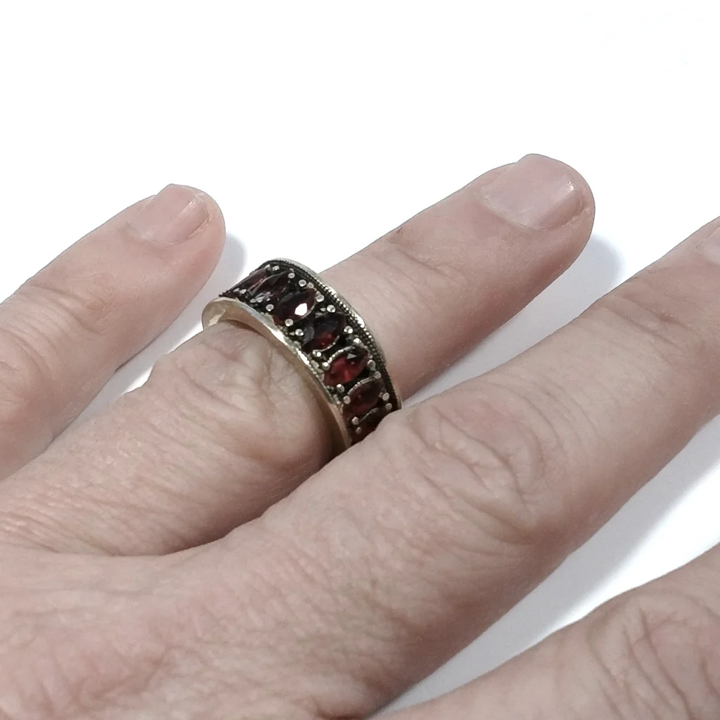 Anello artigianale fascia in argento 925 con pietra - MALAMPUR - Image 3
