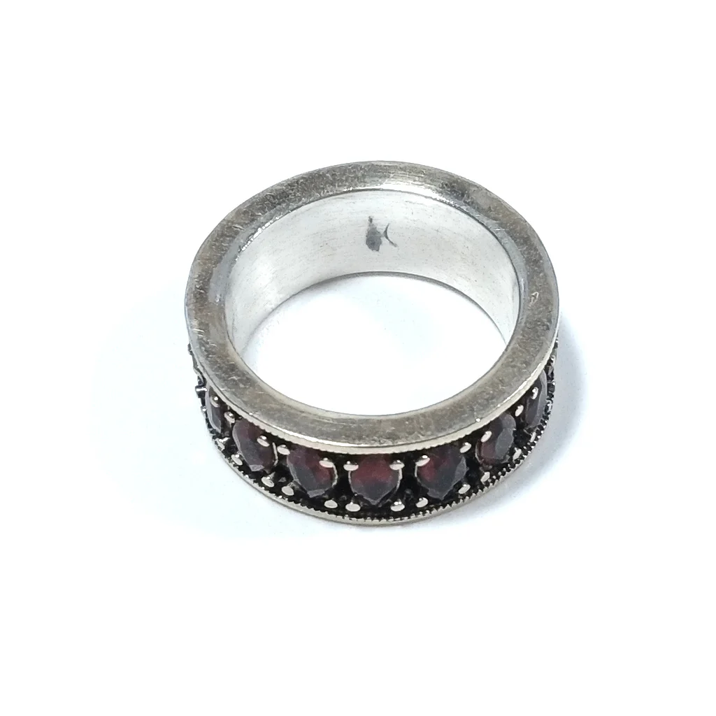 Anello artigianale fascia in argento 925 con pietra - MALAMPUR - Image 4