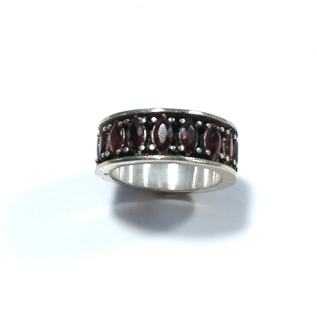 Anello artigianale fascia in argento 925 con pietra - MALAMPUR - Image 5