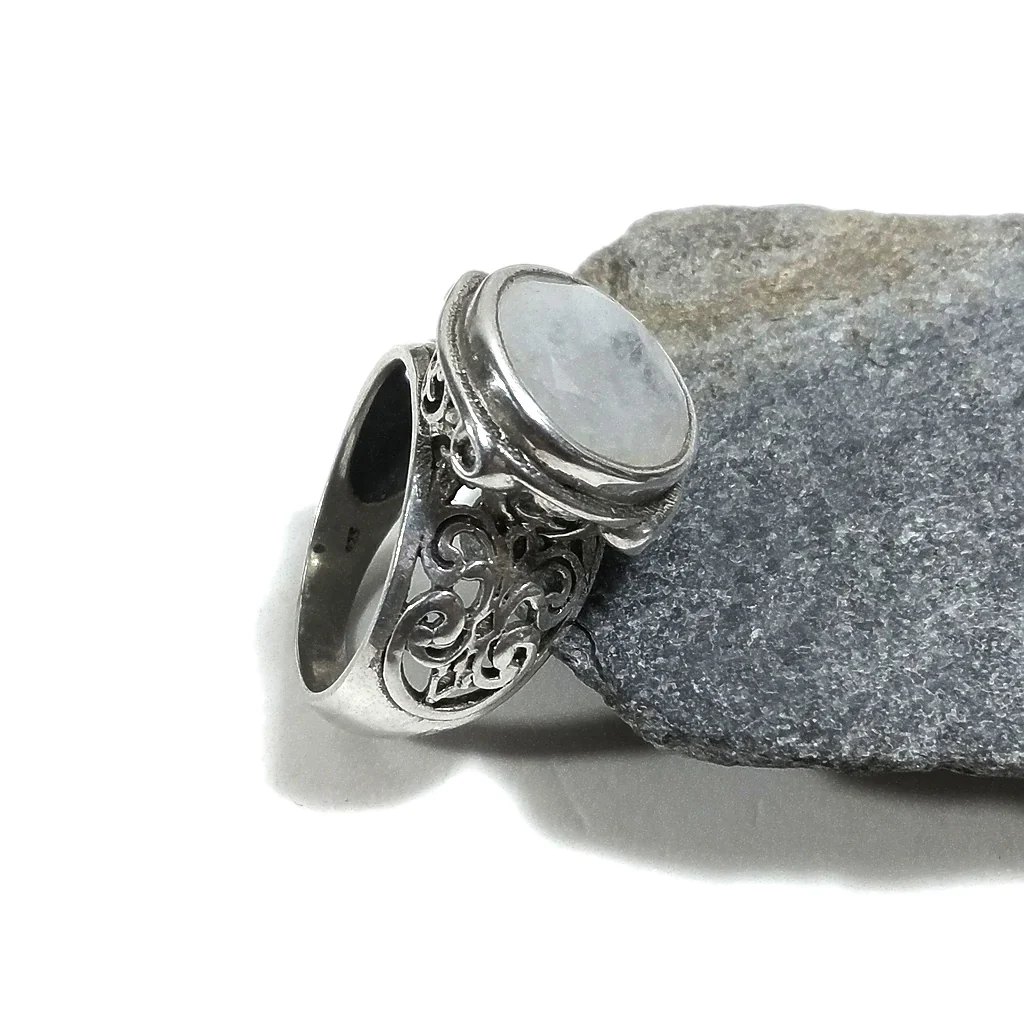 Anello fascia in argento 925 ANELLO artigianale Pietra di luna | ANELLI ARGENTO - Image 3