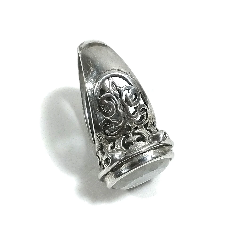 Anello fascia in argento 925 ANELLO artigianale Pietra di luna | ANELLI ARGENTO - Image 4