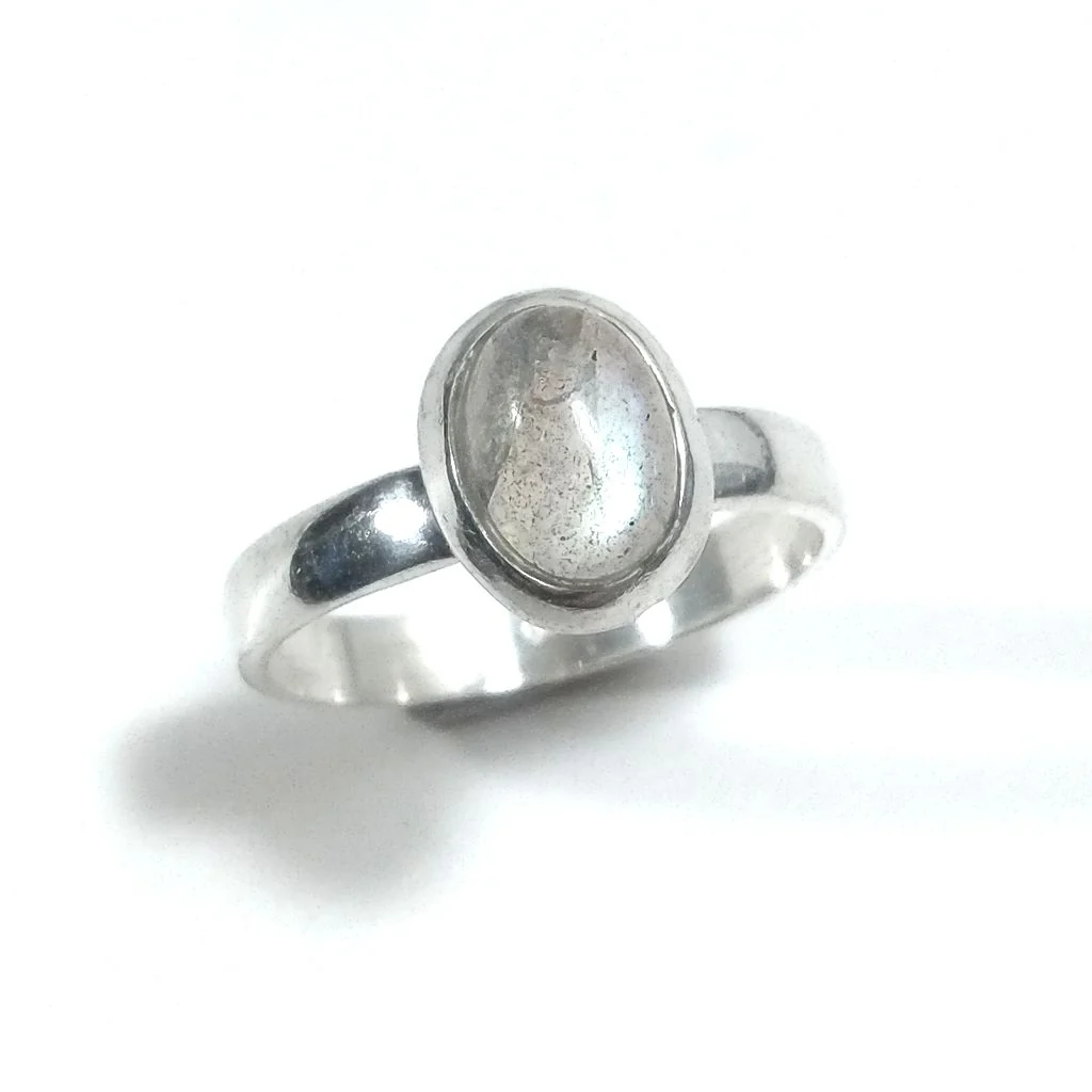 Anello fascia in argento 925 Anello con pietra AGATA verde - Image 5