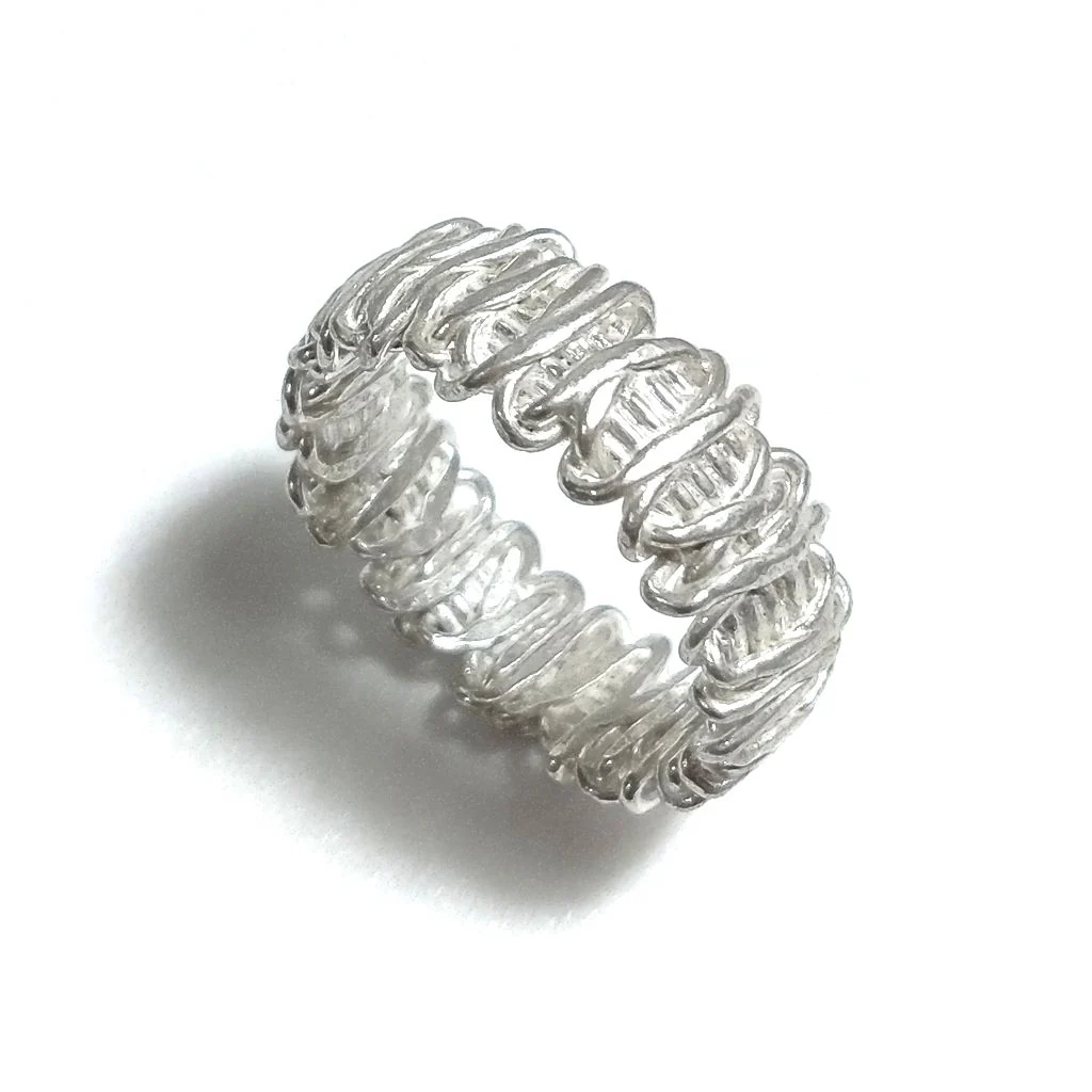 Anello fascia in argento 925 Anello d'argento - WAVE - Image 4